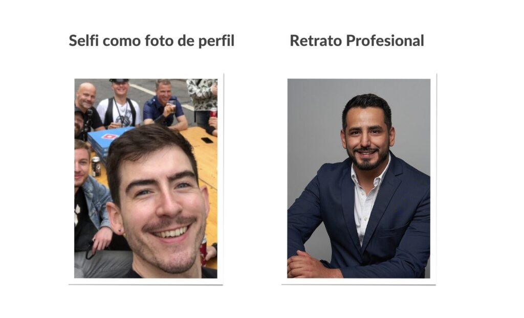 Selfi vs retrato de perfil profesional de dos jovenes