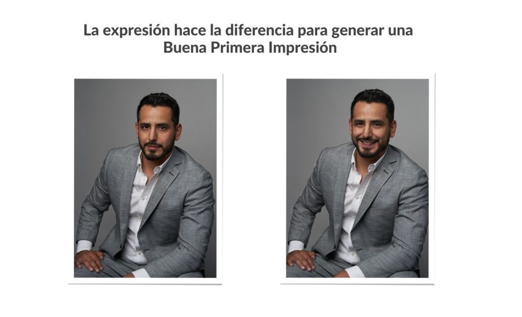 Comparativa de dos fotos de perfil corporativo mostrando los cambios en micro expresiones