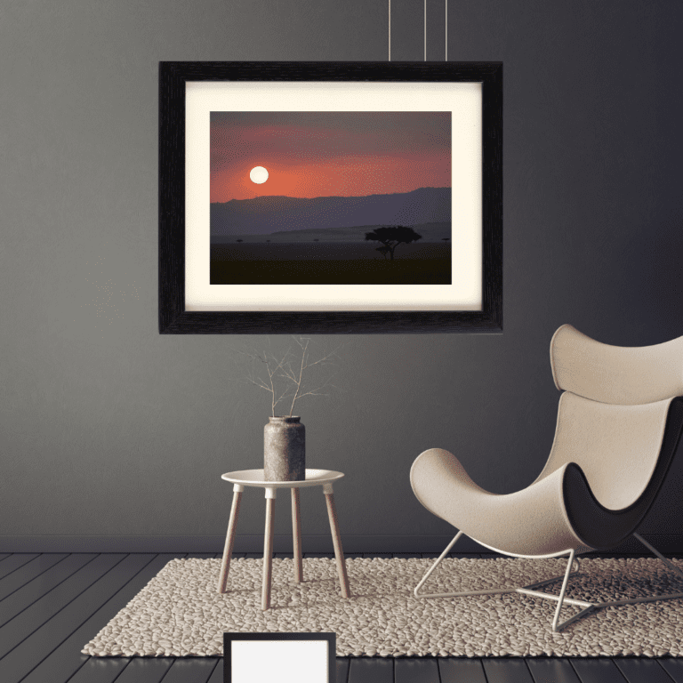 Estancia con foto de un atardecer