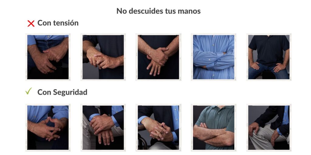 ejemplos de manos en retrato con tensión y manos relajadas