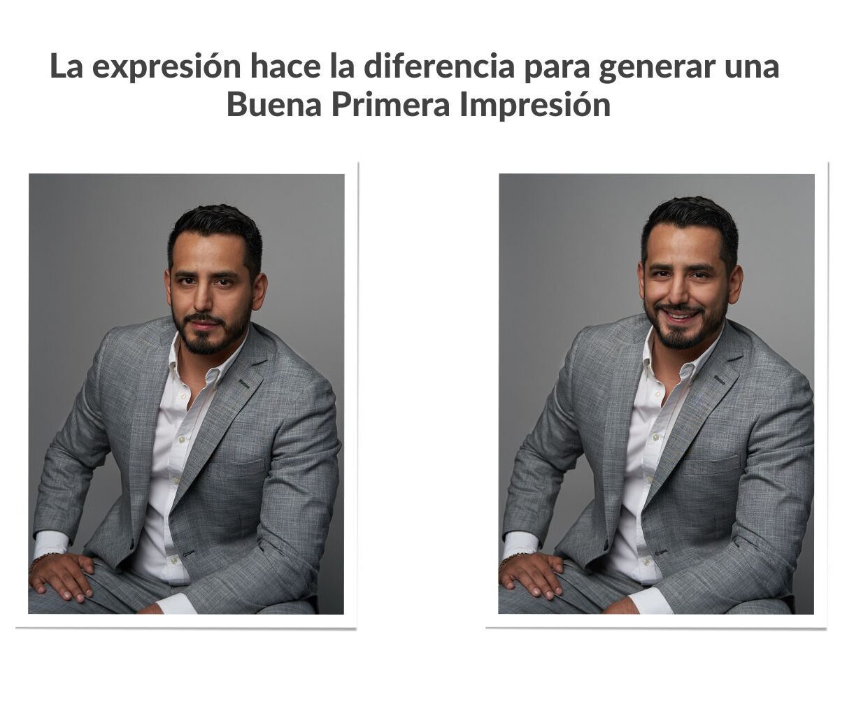 Dos hombres con diferente expresión, una muy serio y la otra sonriente