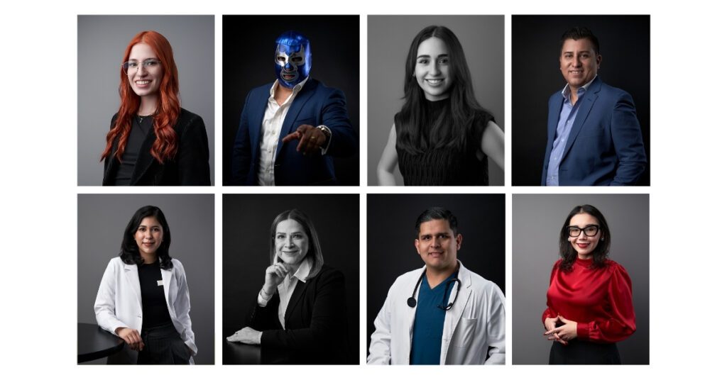 8 fotos de perfil institucional de 8 personas distintas